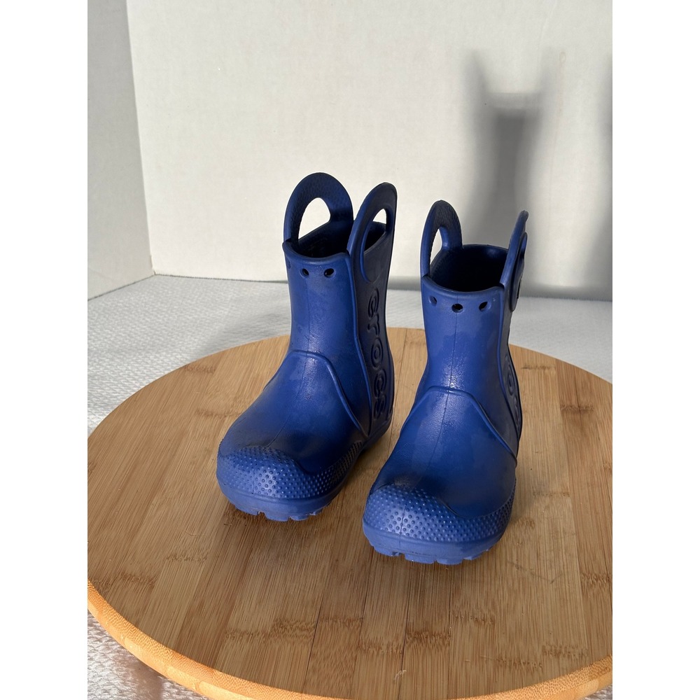 Crocs Handle It Rain Boots Kids Size 6 Blue Waterproof Pull On Rubber Mud Boots